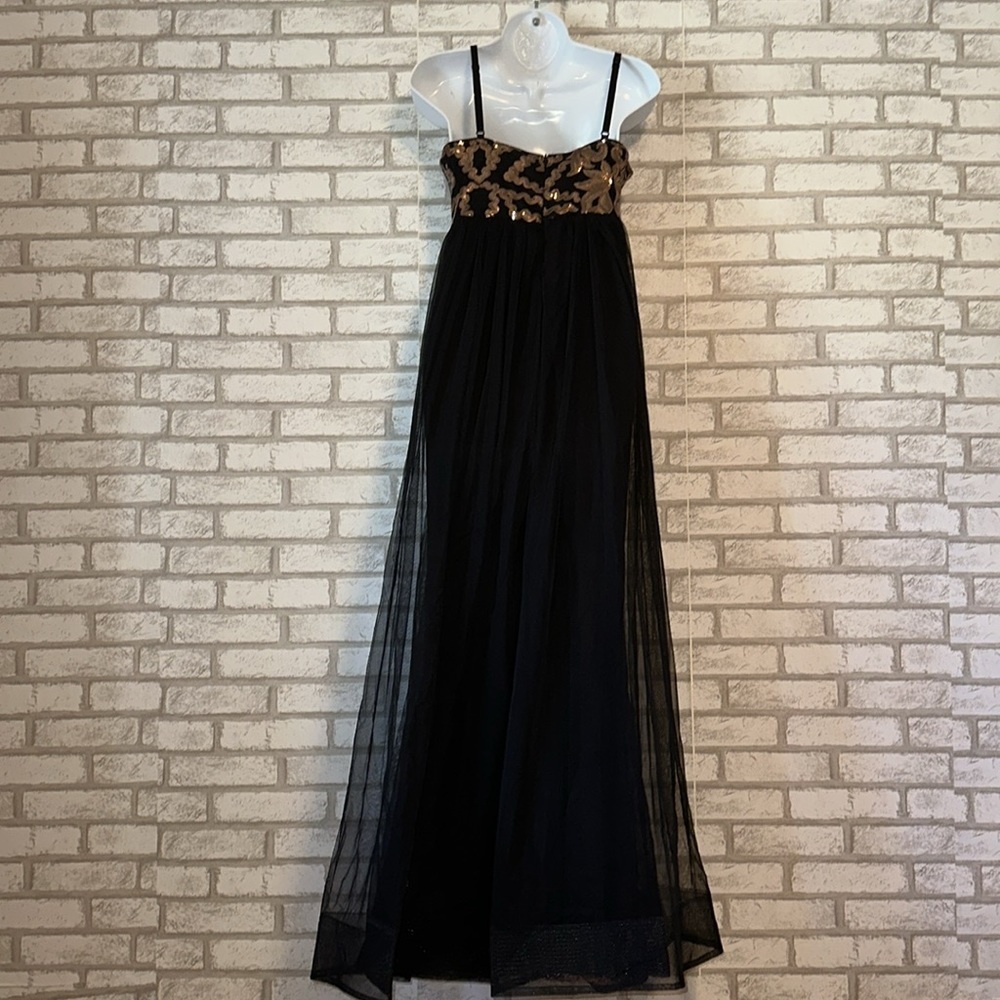 Penelope Tulle Black Gold Sequin Gown Small - Picture 6 of 9